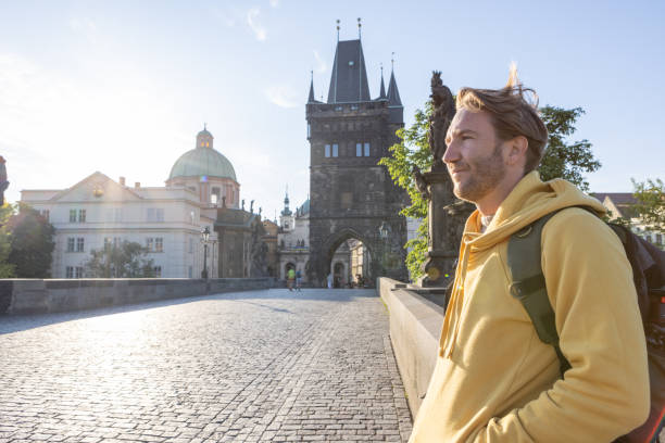 istock Young man discovering the city, Prague 1404228134