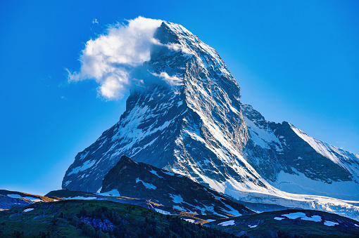 View of Matterhorn, which is one the most beautiful mountains in Swiss Alps