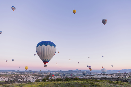 Albuquerque, New Mexico - USA - Oct 2, 2016: Hot air balloon mass ascension at the Albuquerque International Balloon Fiesta