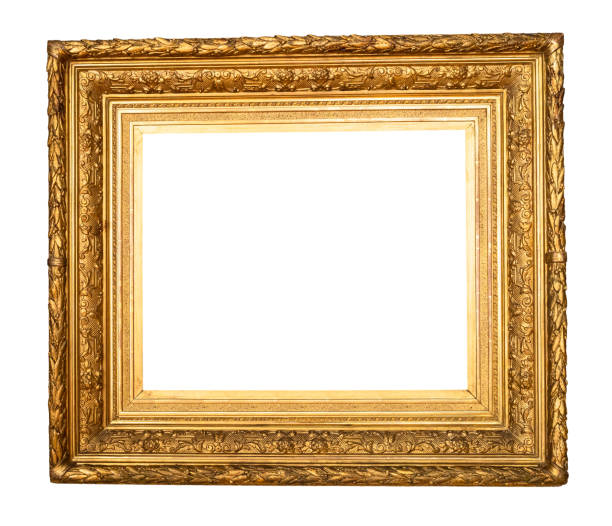 istock blank wide carved old golden picture frame cutout 1404229489