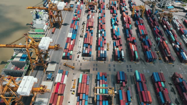Time lapse of industrial international logistic port