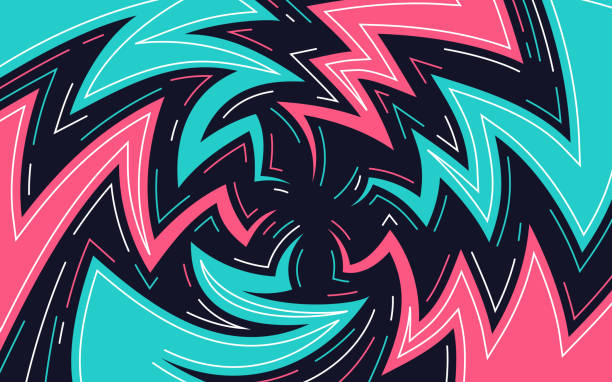 ilustrações, clipart, desenhos animados e ícones de design de fundo retrô zigzag abstrato - zapping