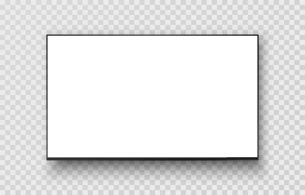 illustrations, cliparts, dessins animés et icônes de écran blanc blanc moderne lcd, led intelligente. écran de télévision moderne réaliste avec ombre sur fond transparent - led panel