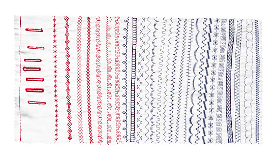 sewing machine stitch patterns cutout on white background