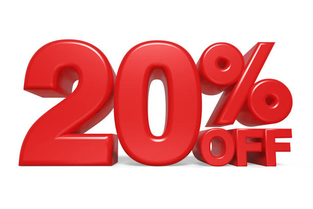 istock 20% off 3d text banner sign ,3D illustration 1404238084
