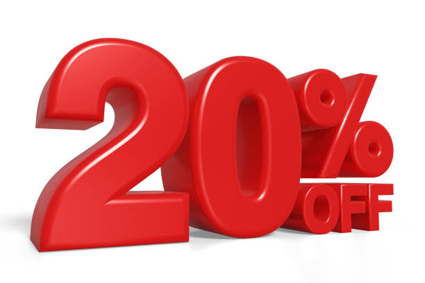 istock 20% off 3d text banner sign ,3D illustration 1404238482