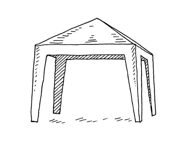 Vector illustration of Hand drawn canopy tent