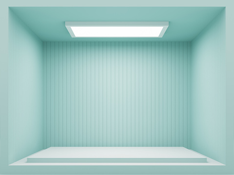 light green aqua color wall interior - emtry room - 3D rendering
