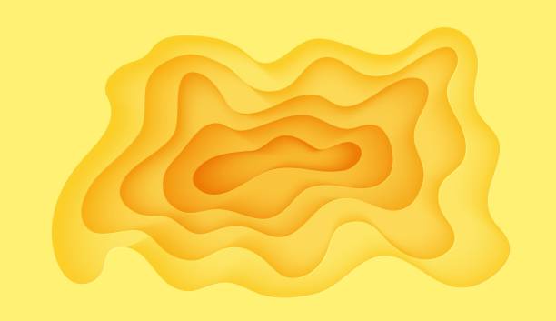 istock Abstract yellow background in cut paper style. Cutout orange wallpaper. Wavy template for save the Earth posters, eco brochures, business presentations. Vector card illustration of papercut background 1404243562