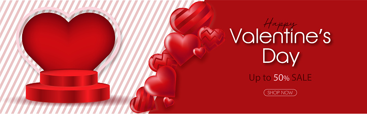 Happy valentine's day sale promotion.red hearts and gift.