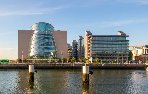 Aerial view of Grand canal in Docklands Dublin, Ireland