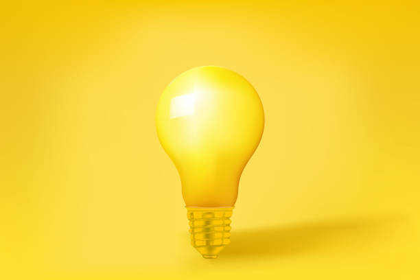 istock Minimal Idea Design Concept Yellow bulb on yellow pastel background - 3d illustration.Minimal Idea Design Concept Yellow bulb on yellow pastel background - 3d illustration. 1404251531