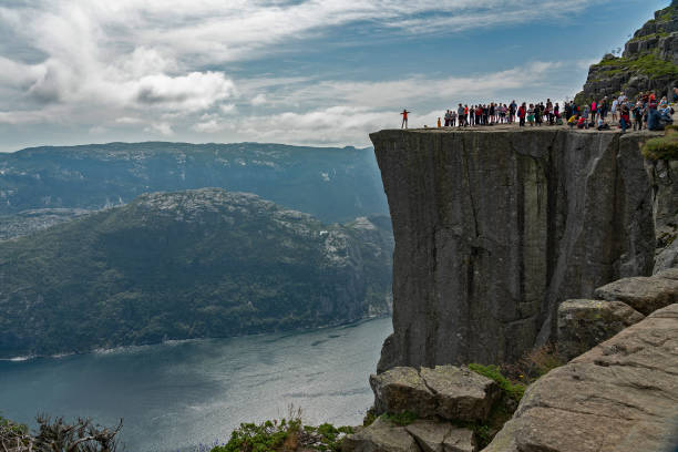 Lysefjord, Norway: Preikestolen rock stock photo