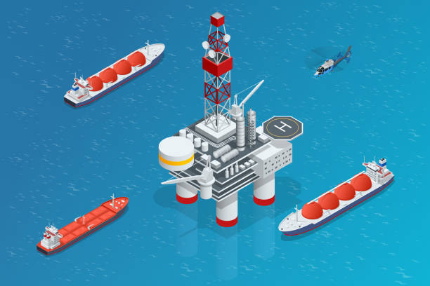 Isometric Tanker loading Liquefied Natural Gas at trading terminal. Transportation, delivery, transit of natural gas Isometric Tanker loading Liquefied Natural Gas at trading terminal. Transportation, delivery, transit of natural gas. lng liquid natural gas stock illustrations