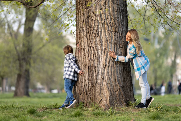 istock Mother playing hide and seek with son 1404252735