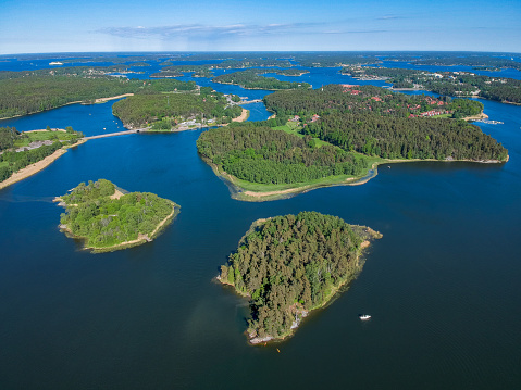 Aerial view of Stockholm archipelago in Sweden, Europe
