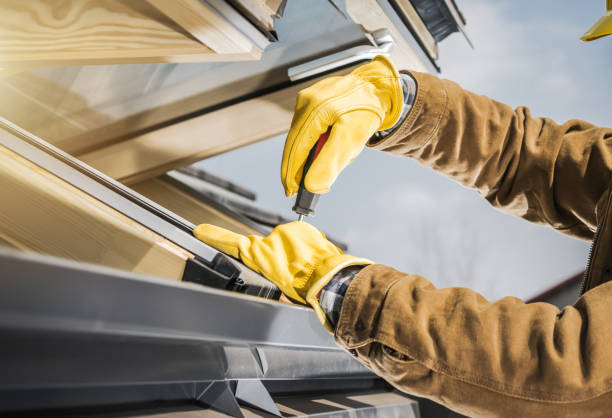 istock Modern Wooden Roof Window Installation Performed by Professional Worker 1404255375