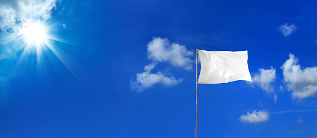 Blue flag waving on blue sky