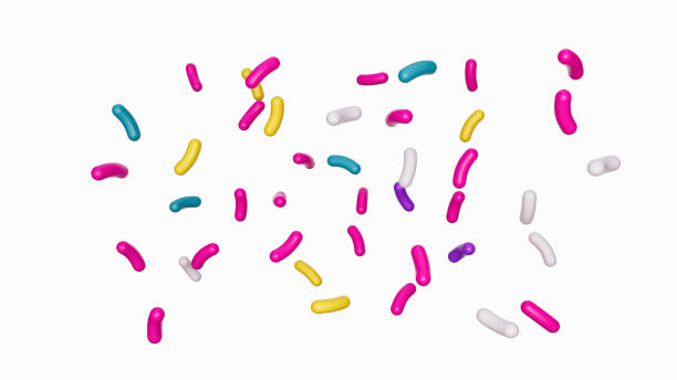 istock Colorful sprinkle falling isolated white background 3d illustration 1404255956