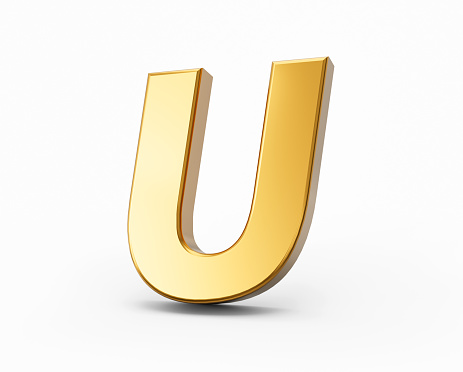 Golden alphabet U on white isolated background 3D Golden Letters numbers 3d Illustration