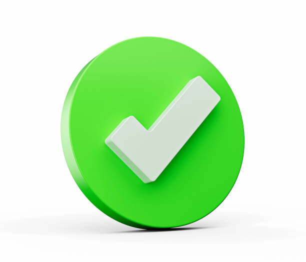 Green Check mark icon isolated on white background. 3d illustration