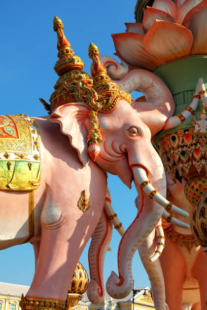 istock Colorful elephant Statue In Downtown Bangkok in sunny day 1404258064