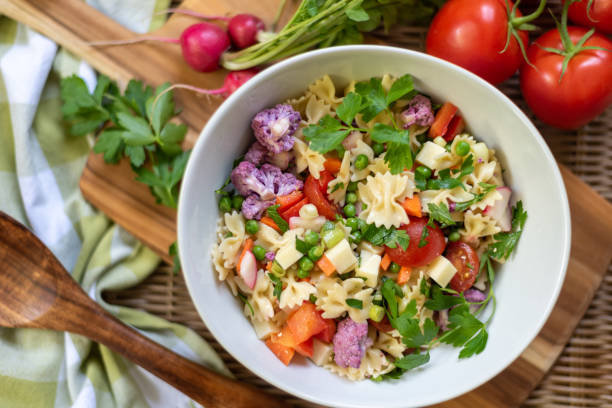 istock Fresh and colorful pasta salad with veggies 1404261187