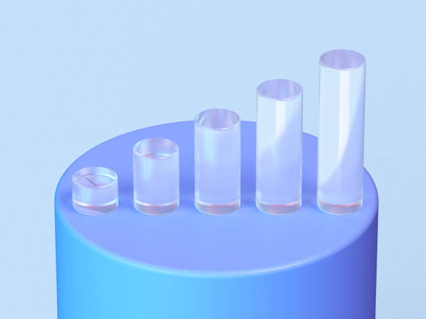 istock 3D rendered transparent bar chart on a light blue background. Illustration for business success or presentation of results. Visualization for markets and statistics. 1404264119