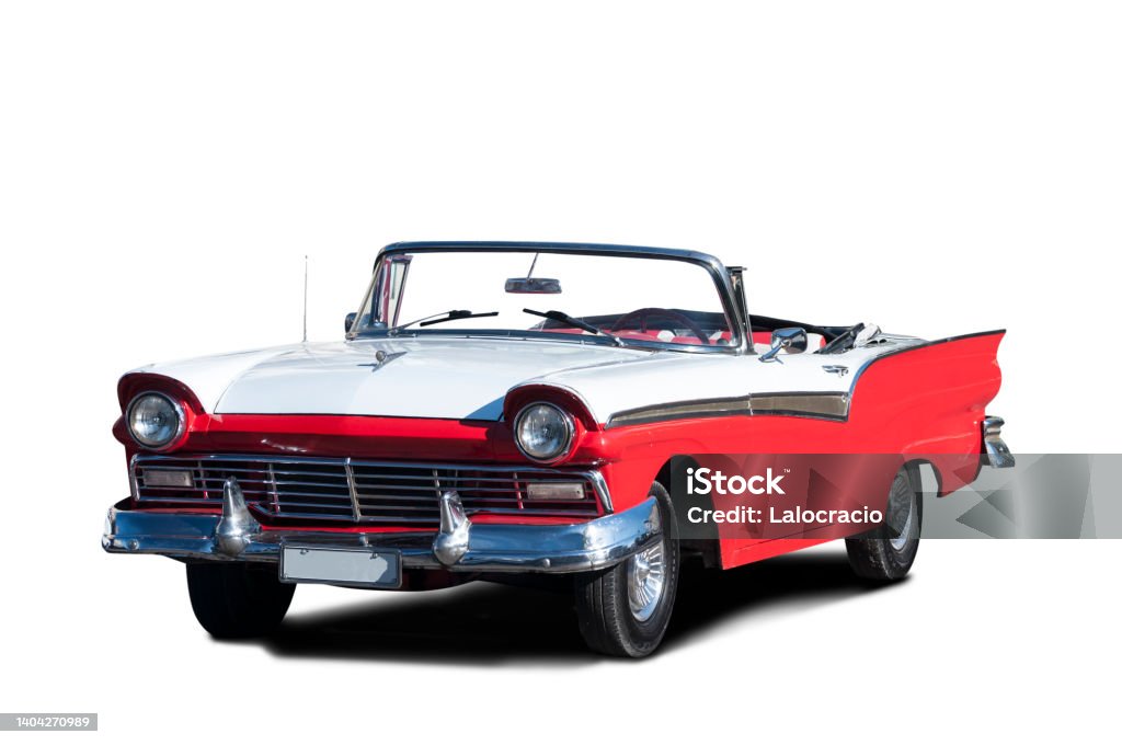 Classic american car from the 50s Convertible classic car isolated. Collector's Car Stock Photo
