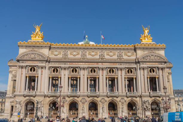 People walking in the Place de l´opera (Opera square) next to the Palais Garnier Opera House (Opera du Paris) at Paris city, France. People walking in the Place de l´opera (Opera square) next to the Palais Garnier Opera House (Opera du Paris) at Paris city, France. Inaugurated in 1875, it is one of the most famous places in Paris. place de lopera stock pictures, royalty-free photos & images