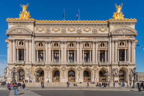 People walking in the Place de l´opera (Opera square) next to the Palais Garnier Opera House (Opera du Paris) at Paris city, France. People walking in the Place de l´opera (Opera square) next to the Palais Garnier Opera House (Opera du Paris) at Paris city, France. Inaugurated in 1875, it is one of the most famous places in Paris. place de lopera stock pictures, royalty-free photos & images