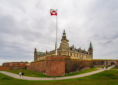 Helsingor, Denmark - Jun 21, 2022: Kronborg castle is one of the most important Renaissance castles in Europe, built by King Eric VII in the 1420s.