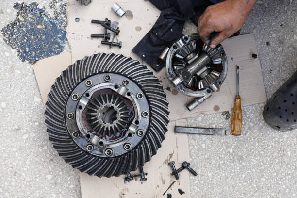 istock Close up on disassembling differential vehicle part during repair gear axle assembly 1404277831