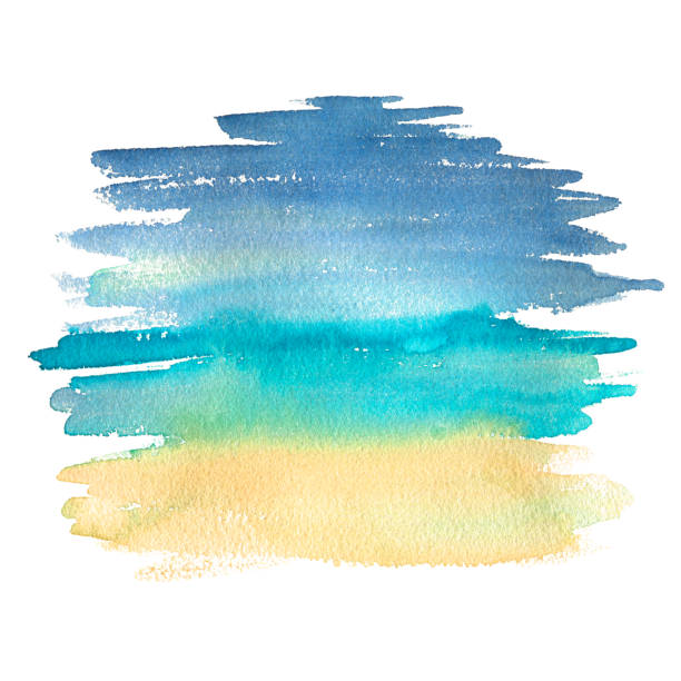 istock Watercolor background with sky, sea and sand. An isolated object from a large set of CUBA. For the design, design and composition of postcards, posters, banners, prints. 1404278196