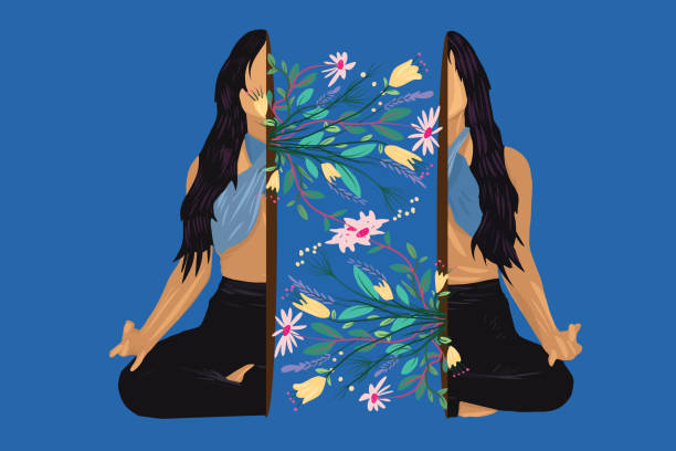 никаких отвлекающих факторов. просто пустой ум и спокойное дыхание - chakra yoga lotus meditating stock illustrations