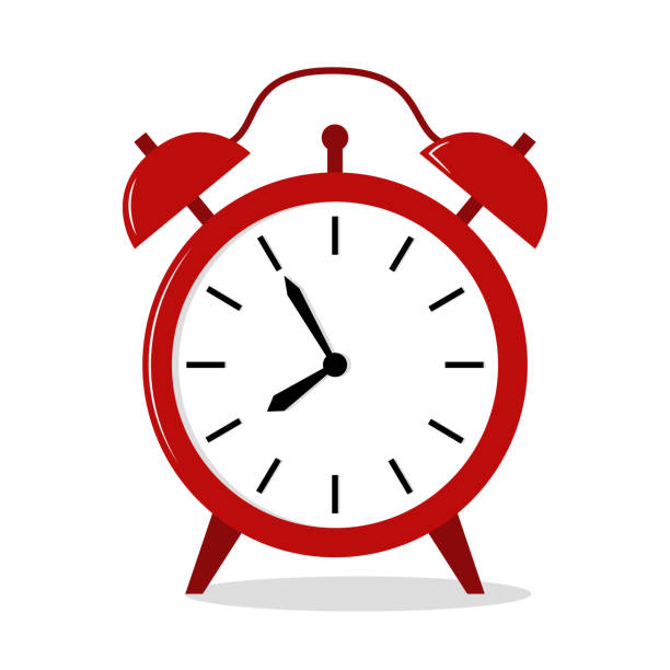 Red vintage alarm vector object. Isolated clock on white vector art illustration