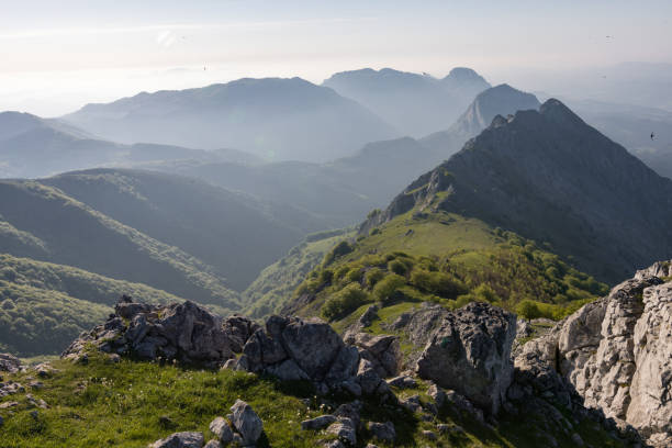 Kurutzeta mountain and surrounding area in Urkiola natural park in the Basque Country (Spain) stock photo