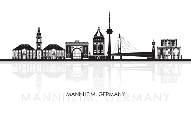 Silhouette Skyline panorama of city of Mannheim, Germany Silhouette Skyline panorama of city of Mannheim, Germany - vector illustration mannheim stock illustrations