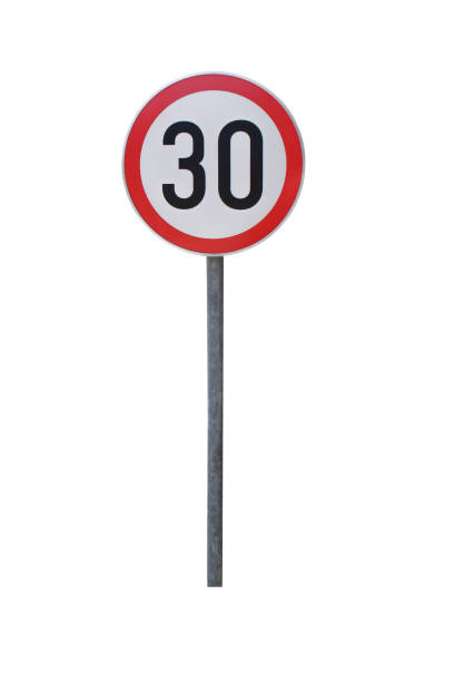istock Round red roadsign showing 30 isolated on white background 1404289668