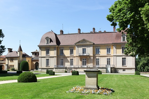 Marcy-l'Etoile, France - May 26, 2020: Castle of Lacroix-Laval in Marcy-l'Etoile, France
