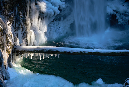 Cascade Falls in winter ice. Located near Mission in the Fraser Valley.