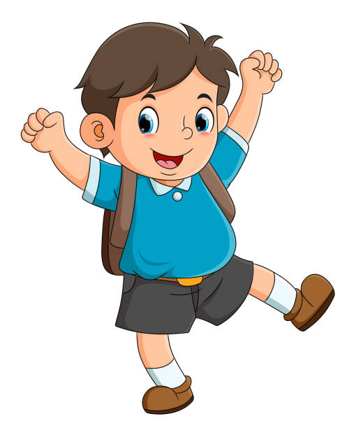 The Cheerful Boy Is So Excited To Go To School In The Morning Stock  Illustration - Download Image Now - iStock