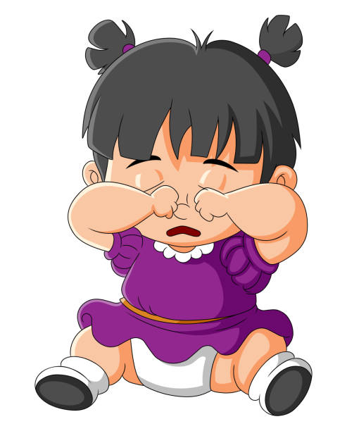 The little baby girl is sitting and crying and giving the sad expression The little baby girl is sitting and crying and giving the sad expression of illustration crying baby cartoon stock illustrations