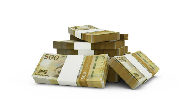 istock 3d rendering of Stack of 500 Norwegian krone notes. bundles of Norwegian currency notes isolated on white background 1404303045