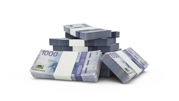 istock 3d rendering of Stack of 1000 Norwegian krone notes. bundles of Norwegian currency notes isolated on white background 1404303047