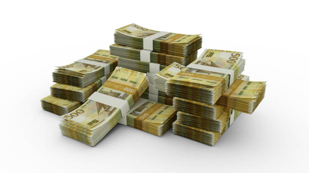 istock Stack of 500 Norwegian krone notes. 3D rendering of bundles of banknotes 1404303115