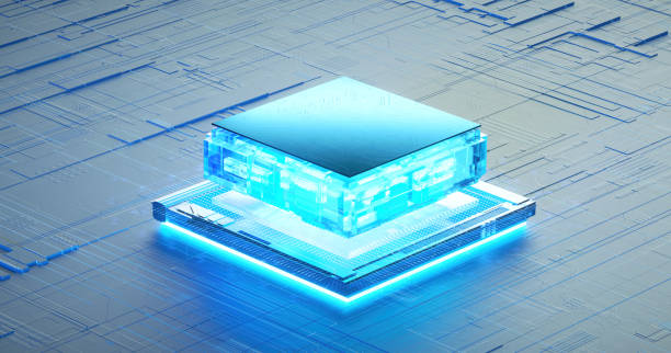 istock 3D rendering of cyberpunk AI. Circuit board. Technology background. Central Computer Processors CPU and GPU concept. Motherboard digital chip. Tech science background. 1404303899