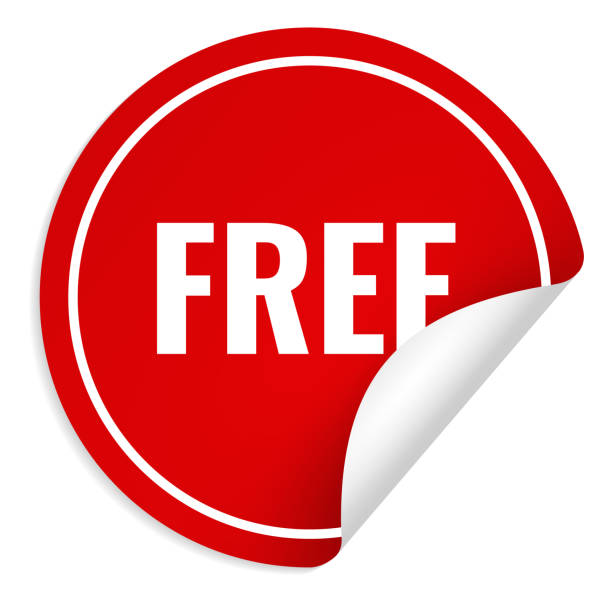 istock Red sticker with curled corner, white letters, text free, round promotional element with realistic shadows, marketing promotion emblem, special offer, sale or discount, vector object 1404306255