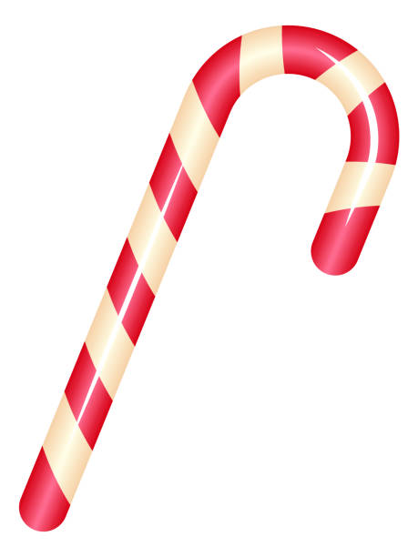 クリスマスの杖キャンディー。リアルなストライプロリポップ、甘いクリスマスの伝統的なデザート、子供のためのおいしいキャラメル、砂糖おいしいボンボン、カラフルなフルーツ菓子、� - lollipop sucking candy sweet food点のイラスト素材／クリップアート素材／マンガ素材／アイコン素材