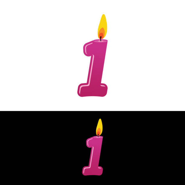  Ilustración de Vela Vectorial Número   Para Cumpleaños O Aniversario y más Vectores Libres de Derechos de Primer cumpleaños